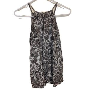 5/$25 Old Navy Black & White Tropical Printed Sleeveless Women’s Shirt